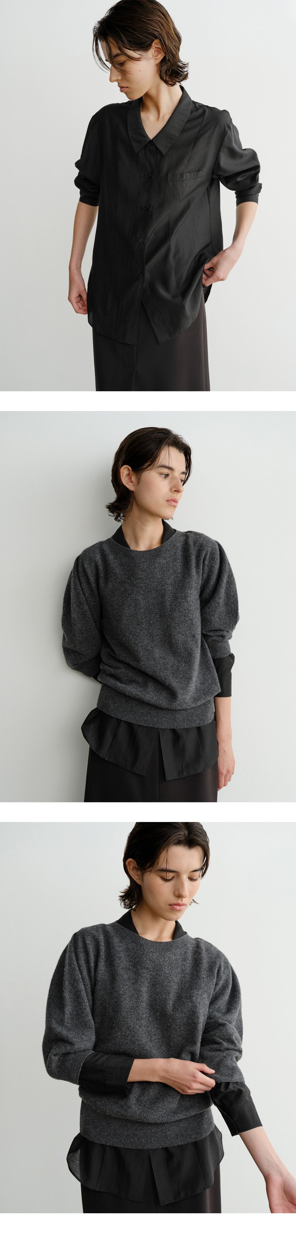 EAAH KYLA SHEER LINE SHIRT (BLACK)