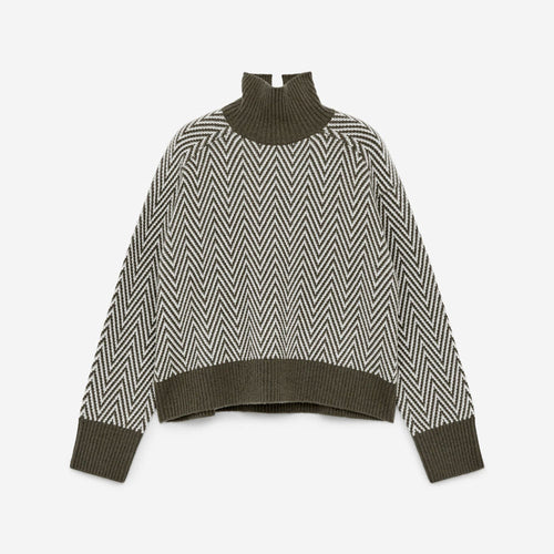 ARKET (W) Jacquard knit wool sweater (1267115-002) (KhakiAll over pattern)