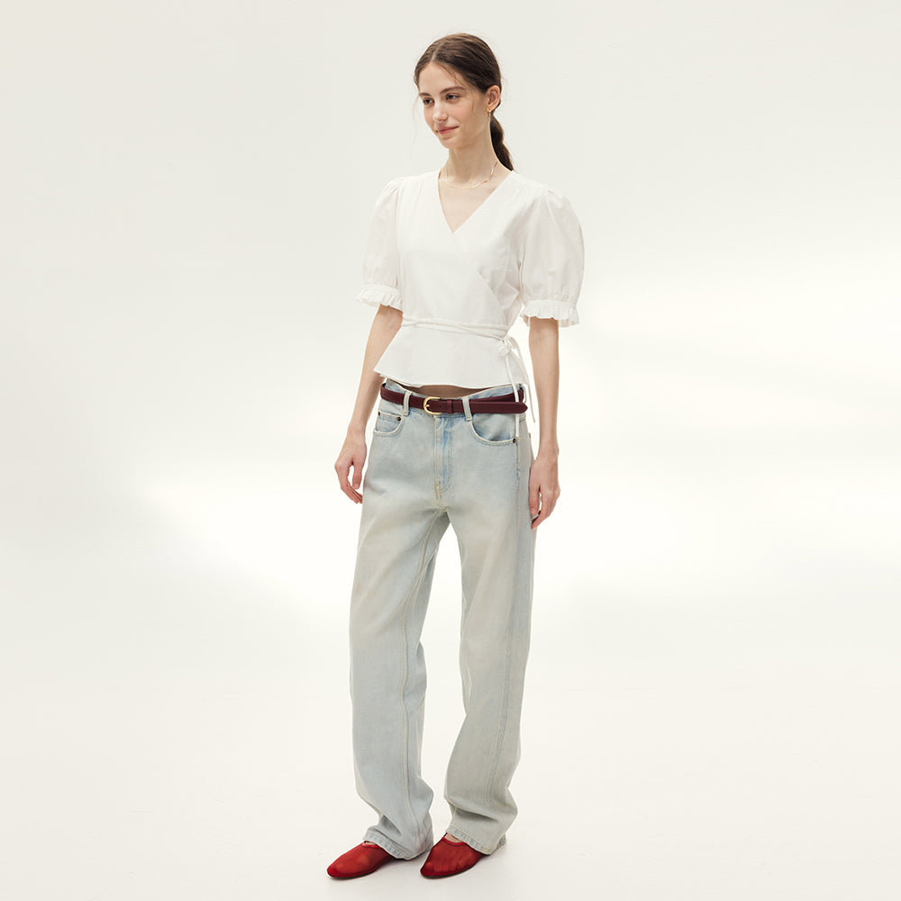 AND YOU Mullins V-neck wrap blouse (Ivory)