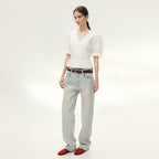 AND YOU Mullins V-neck wrap blouse (Ivory)