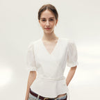 AND YOU Mullins V-neck wrap blouse (Ivory)