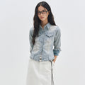 DECET WOMEN Western Slim Denim Shirts DCWSH003LIGHTBLUE