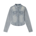 DECET WOMEN Western Slim Denim Shirts DCWSH003LIGHTBLUE