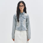 DECET WOMEN Western Slim Denim Shirts DCWSH003LIGHTBLUE