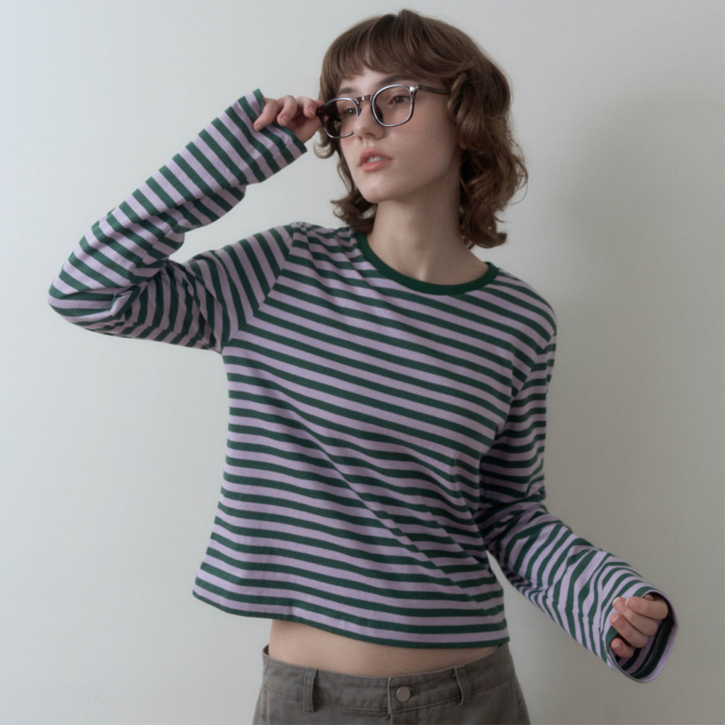FOREU [29CM Exclusive] (4th) Striped Sleeve T-Shirt (Lavender)