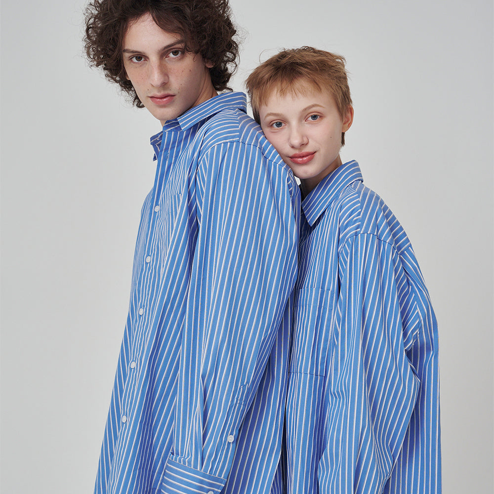 OGGITT [29CM Exclusive] (uni) Rob Stripe Pajama Shirt Blue
