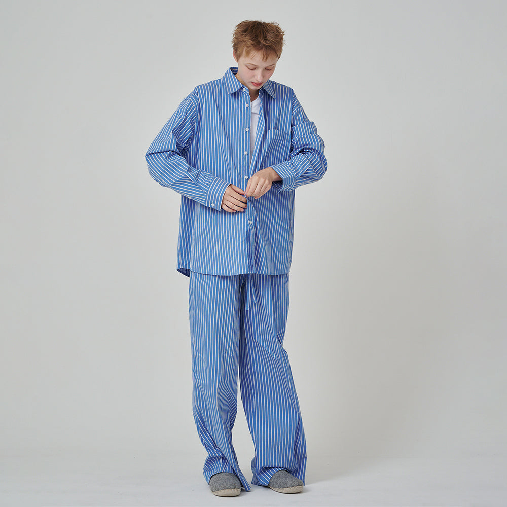 OGGITT [29CM Exclusive] (uni) Rob Stripe Pajama Shirt Blue