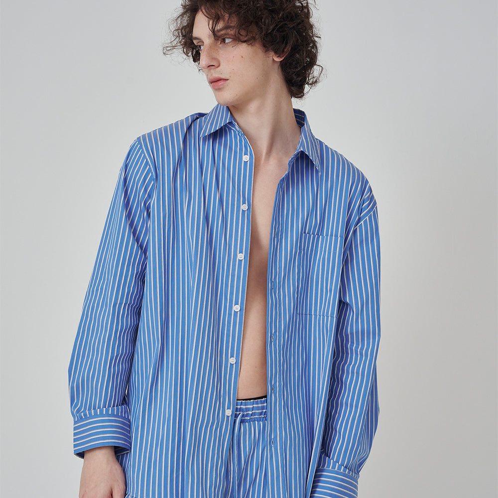 OGGITT [29CM Exclusive] (uni) Rob Stripe Pajama Shirt Blue