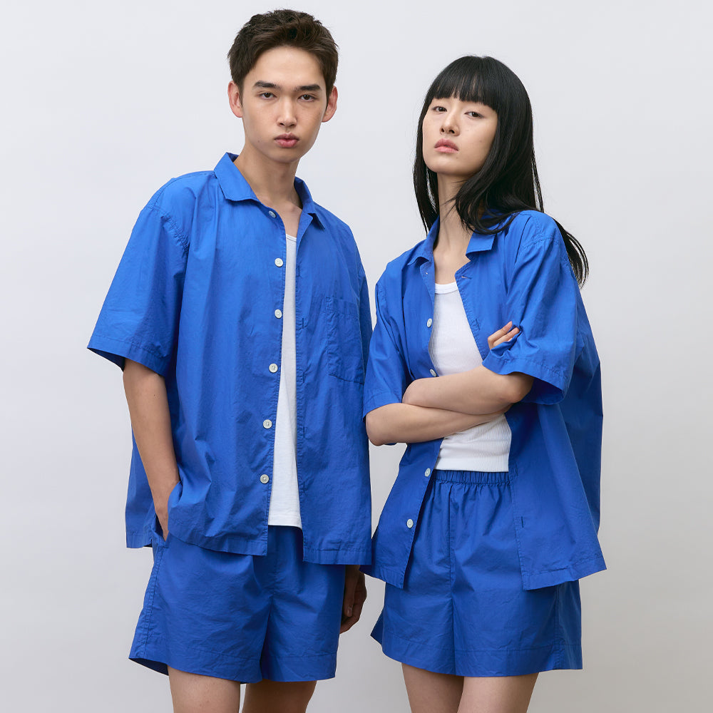 Taats Summit Blue Washed Cotton Pajama Shirt