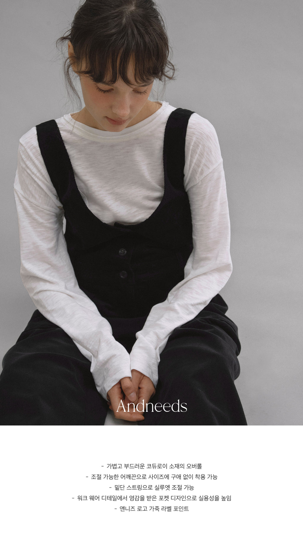 ANDNEEDS ANDNEEDS Buddy Corduroy Overall (Black)