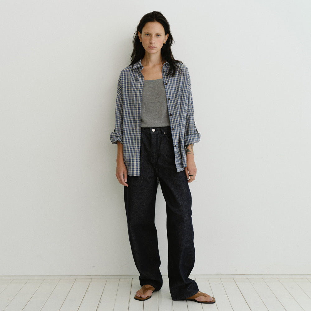 URAGO Roll-up check shirt_2colors
