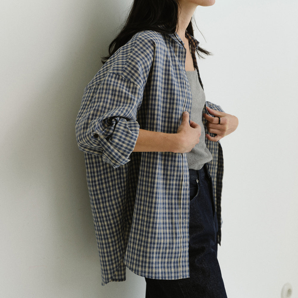 URAGO Roll-up check shirt_2colors