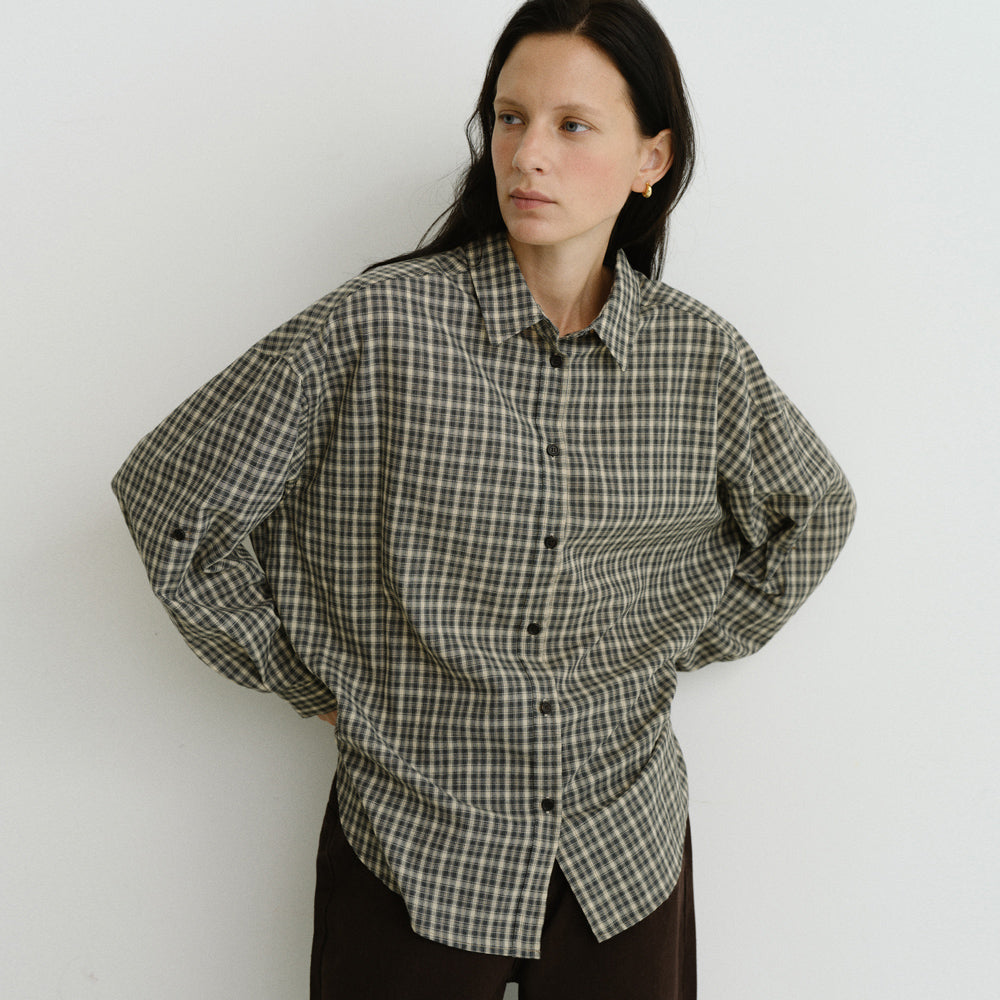 URAGO Roll-up check shirt_2colors