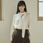 GIEMAR SHIRRING TIE BLOUSE 5 COLOR Shirring tie blouse five colors
