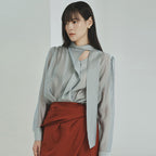 GIEMAR SHIRRING TIE BLOUSE 5 COLOR Shirring tie blouse five colors