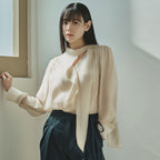 GIEMAR SHIRRING TIE BLOUSE 5 COLOR Shirring tie blouse five colors