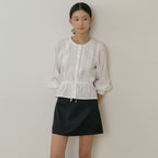 LINGSEOUL jacquard pintuck blouse-ivory