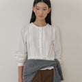 LINGSEOUL jacquard pintuck blouse-ivory