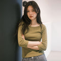 CITYBREEZE Cotton boat neck long sleeve T-shirt (Trend)_4COLORS