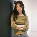 CITYBREEZE Cotton boat neck long sleeve T-shirt (Trend)_4COLORS