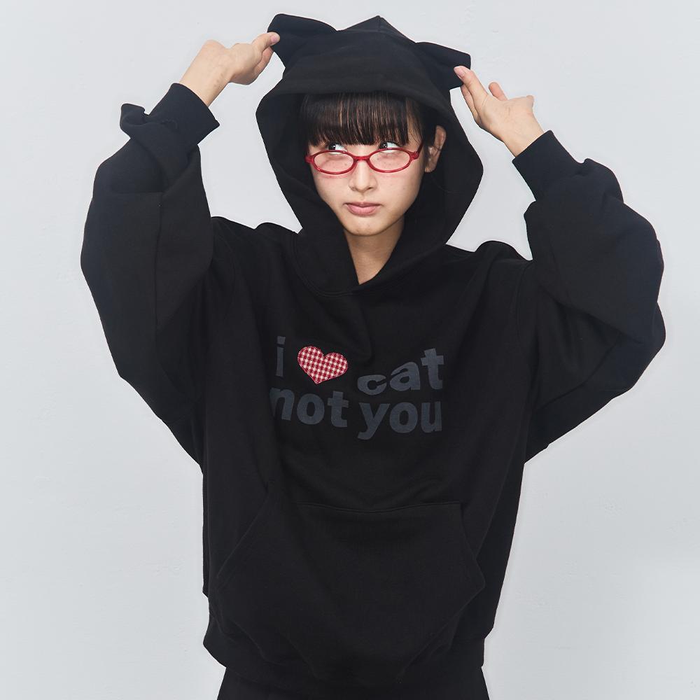 itzavibe I LOVE CAT NOT YOU CAT EAR HOODIE
