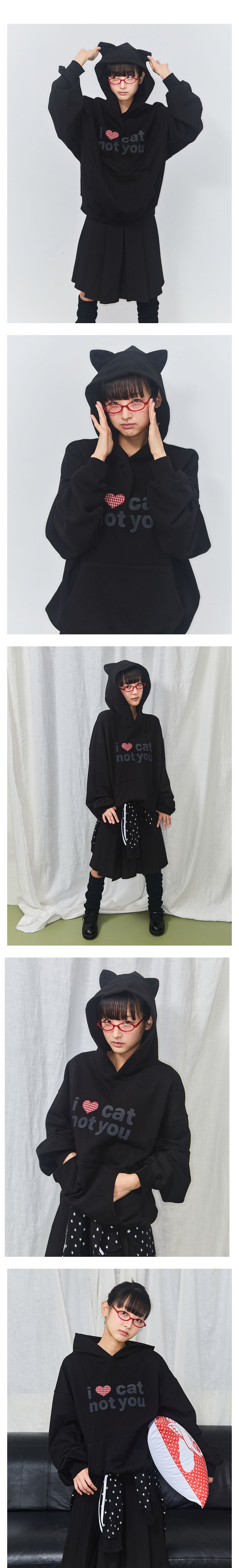 itzavibe I LOVE CAT NOT YOU CAT EAR HOODIE