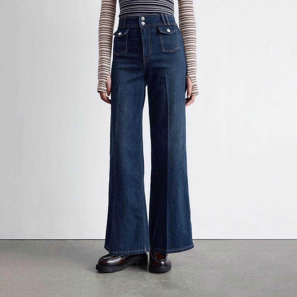 & Other Stories Pressed Crease Flare Jeans (Washed Mid Blue)