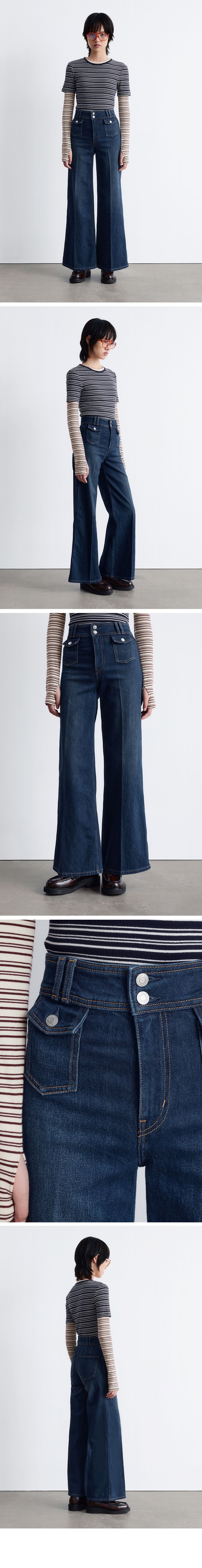 & Other Stories Pressed Crease Flare Jeans (Washed Mid Blue)