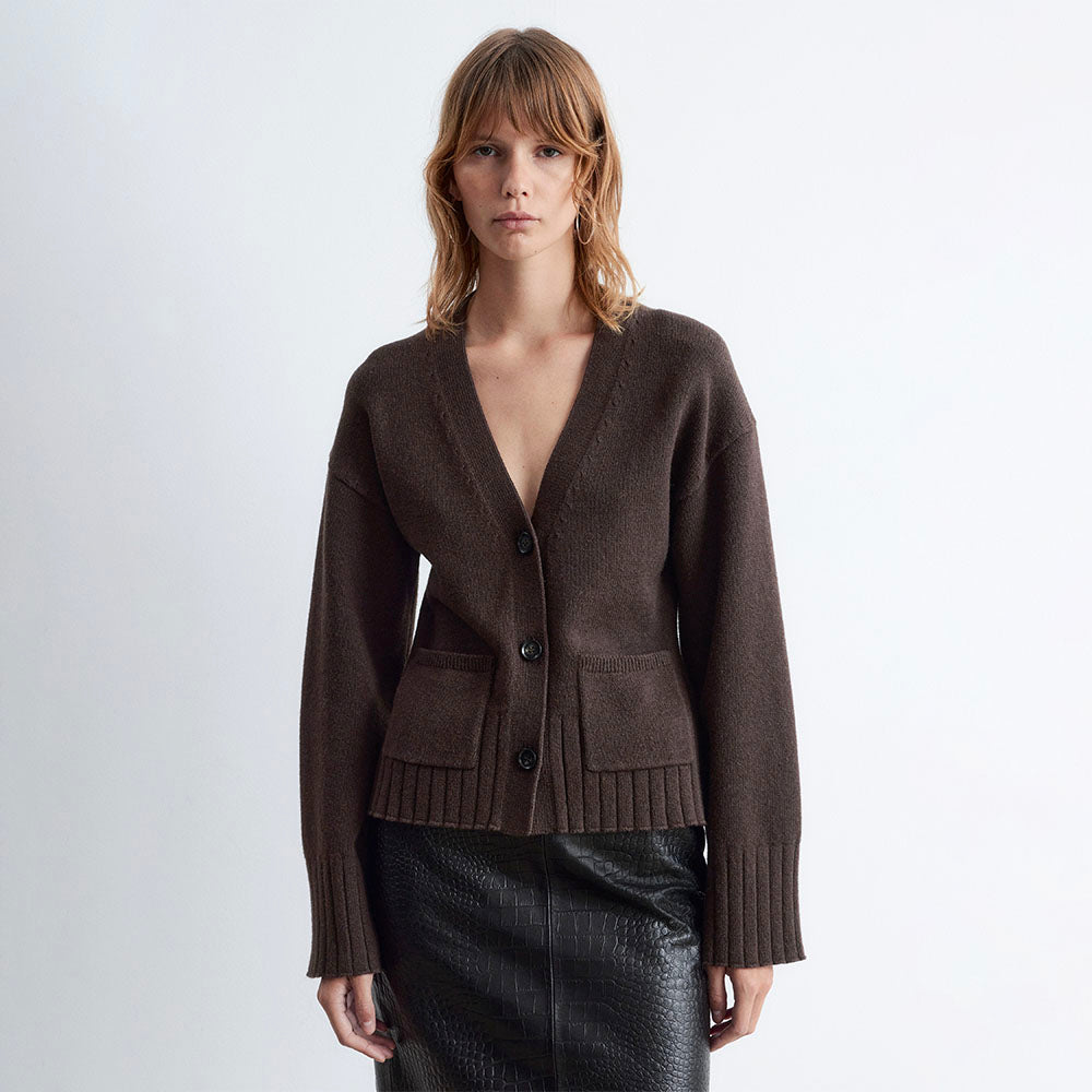 & Other Stories Tapered Knit Cardigan (Dark Brown)