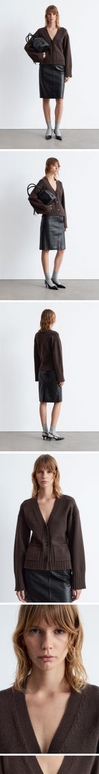 & Other Stories Tapered Knit Cardigan (Dark Brown)