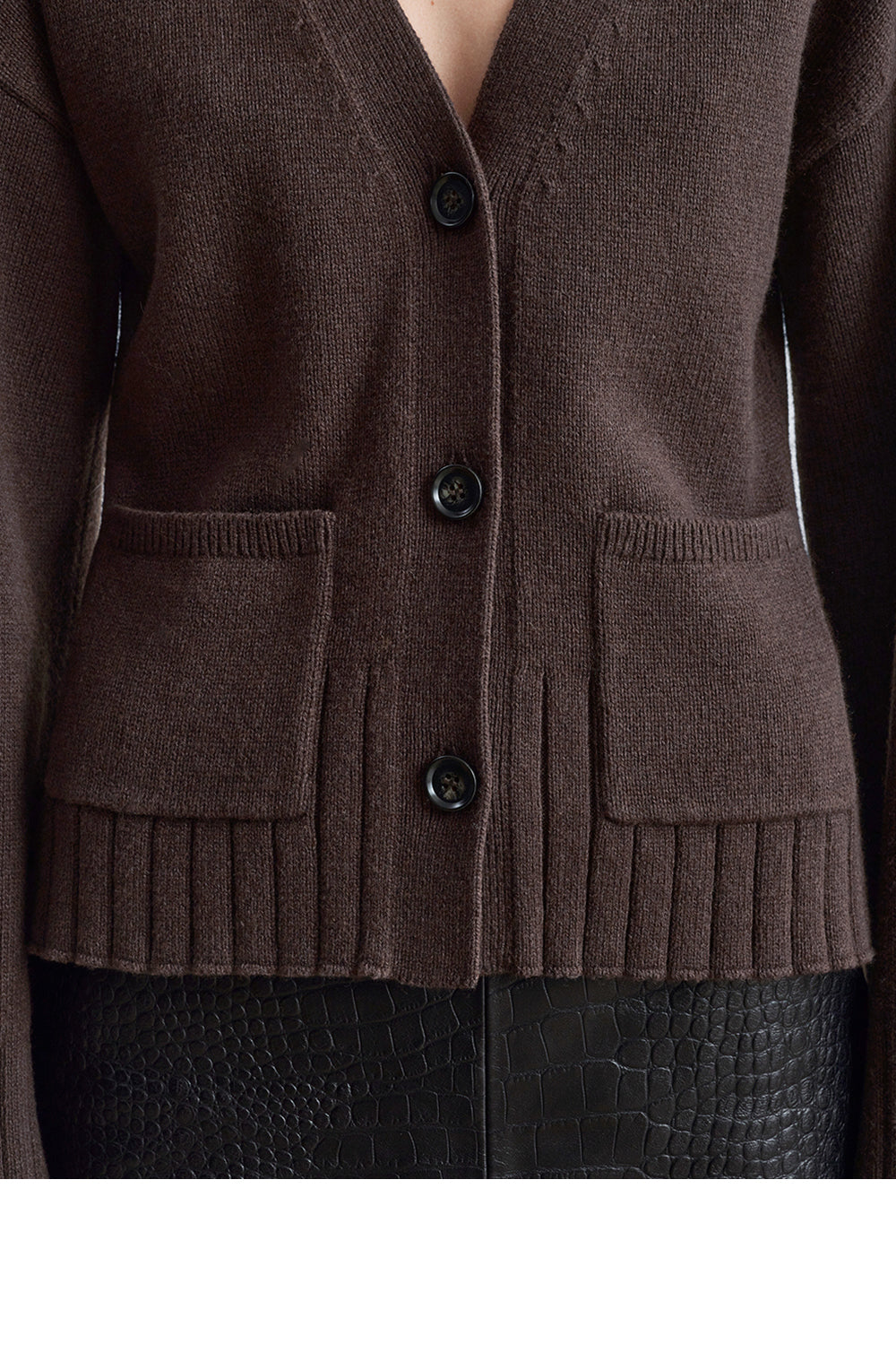 & Other Stories Tapered Knit Cardigan (Dark Brown)