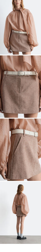 & Other Stories Wool Mini Skirt (Taupe)
