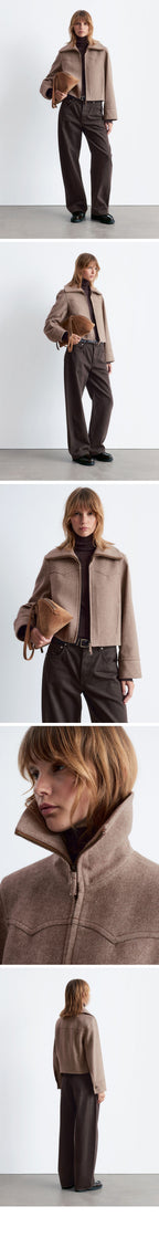 & Other Stories Cropped Wool Jacket (Light Brown)