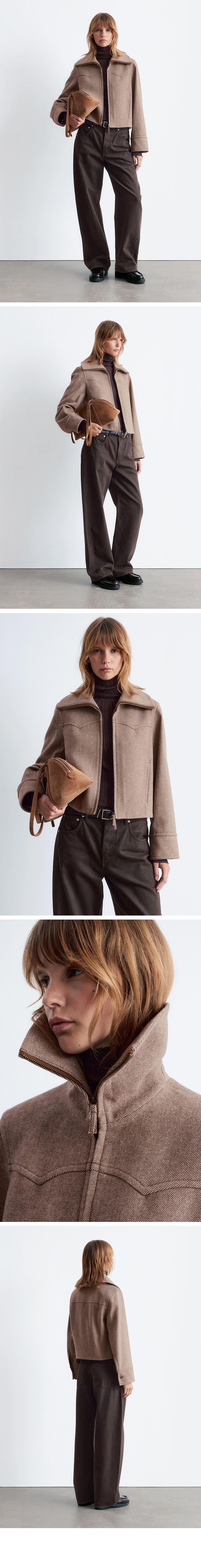 & Other Stories Cropped Wool Jacket (Light Brown)