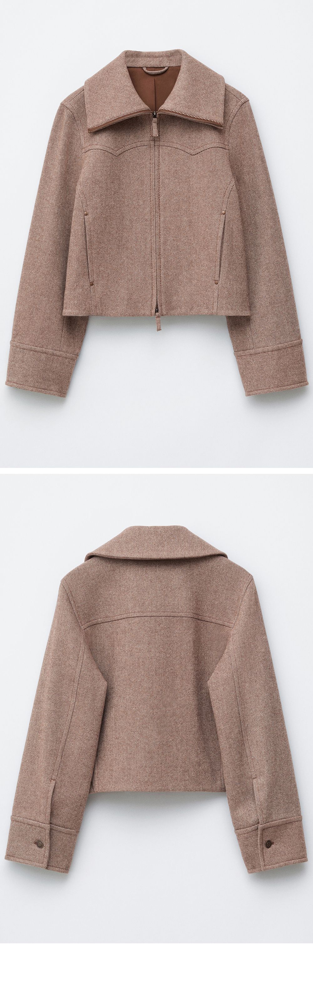 & Other Stories Cropped Wool Jacket (Light Brown)