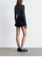 & Other Stories Long Sleeve Merino Wool Polo Top (Dark Grey)