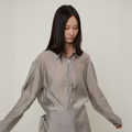 LMOOD WOMEN Sheer Scarf Tencel Shirt (3 COLOR)