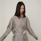 LMOOD WOMEN Sheer Scarf Tencel Shirt (3 COLOR)