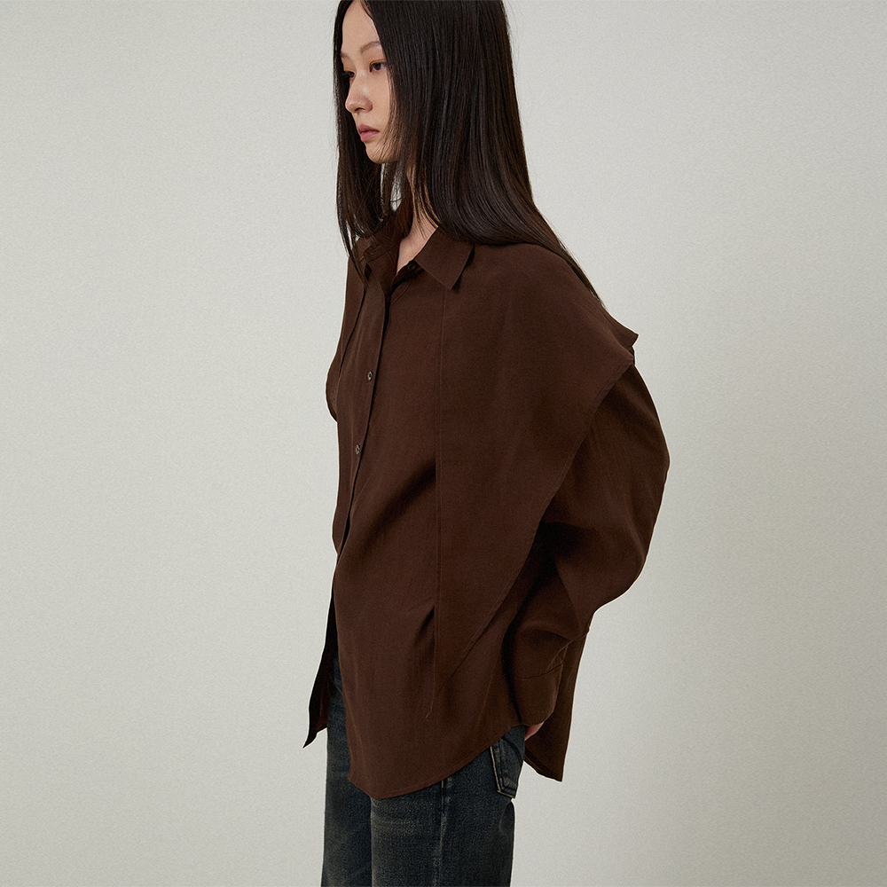 LMOOD WOMEN Sheer Scarf Tencel Shirt (3 COLOR)
