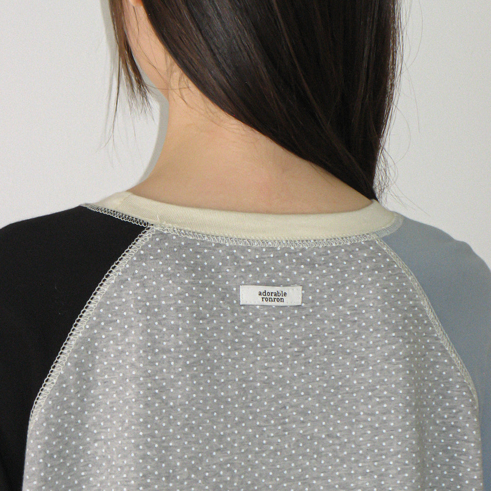 RONRON MULTI COLOR LOOSE FIT LONG SLEEVE GREY DOT