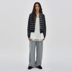 PARTIMENTO WOMEN CONTRAST BUTTON-UP LAYERED DRESS TOP_OFF WHITE