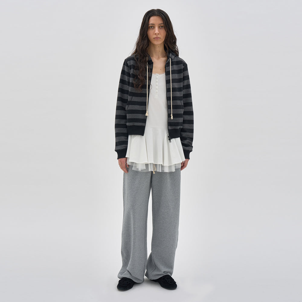 PARTIMENTO WOMEN CONTRAST BUTTON-UP LAYERED DRESS TOP_OFF WHITE