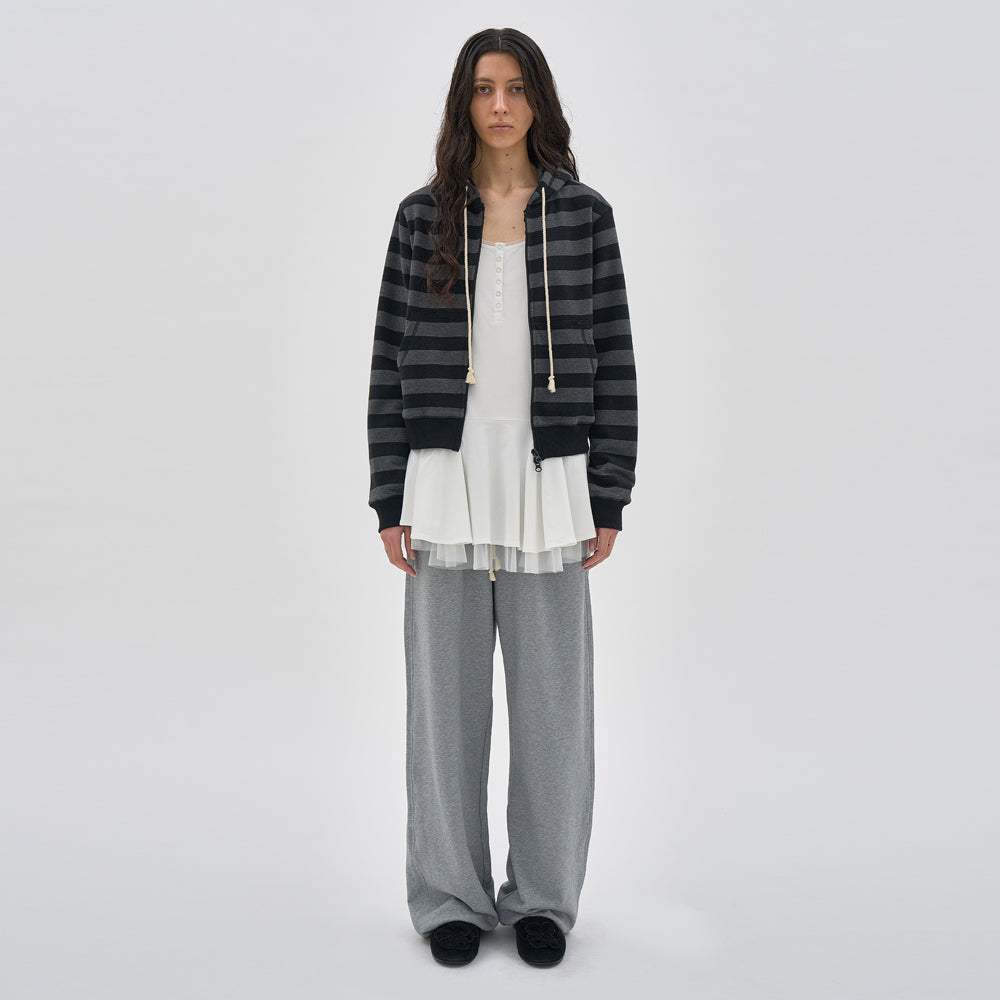 PARTIMENTO WOMEN CONTRAST BUTTON-UP LAYERED DRESS TOP_OFF WHITE