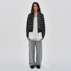 PARTIMENTO WOMEN CONTRAST BUTTON-UP LAYERED DRESS TOP_OFF WHITE