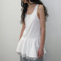 PARTIMENTO WOMEN CONTRAST BUTTON-UP LAYERED DRESS TOP_OFF WHITE
