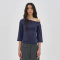 PARTIMENTO WOMEN PW PRINTED UNBALANCE TEE_NAVY
