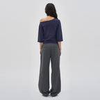 PARTIMENTO WOMEN PW PRINTED UNBALANCE TEE_NAVY
