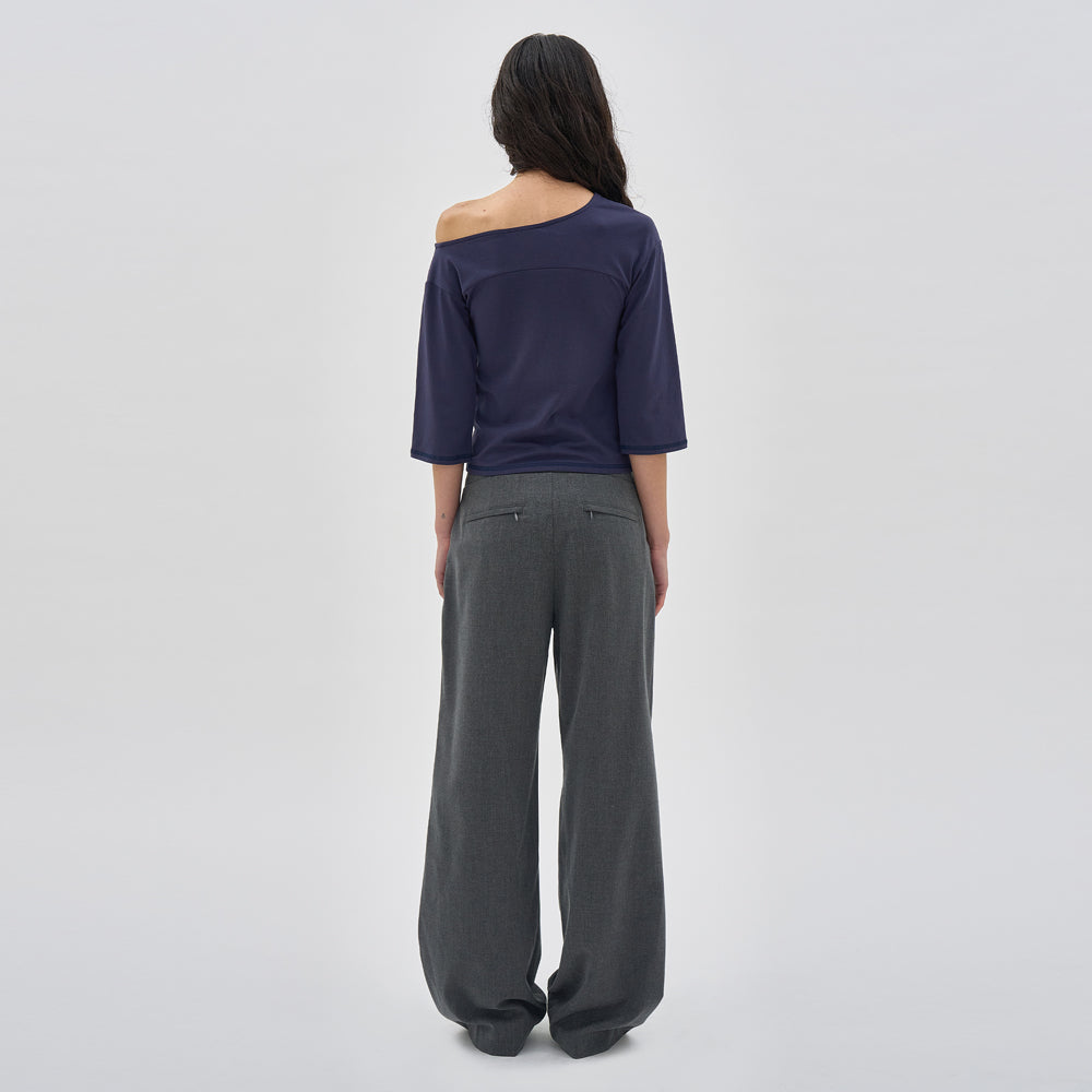 PARTIMENTO WOMEN PW PRINTED UNBALANCE TEE_NAVY
