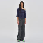 PARTIMENTO WOMEN PW PRINTED UNBALANCE TEE_NAVY