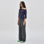 PARTIMENTO WOMEN PW PRINTED UNBALANCE TEE_NAVY